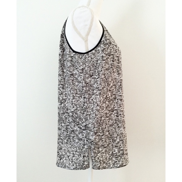 NWOT Kenneth Cole Halter Top Blouse Size M Sleeveless Sequin Print Gray Black - Picture 3 of 9